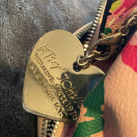 Betsey Johnson Bow Quilted Backpack Purse Pink Floral Vegan Leather Charm - Picture 9 of 9